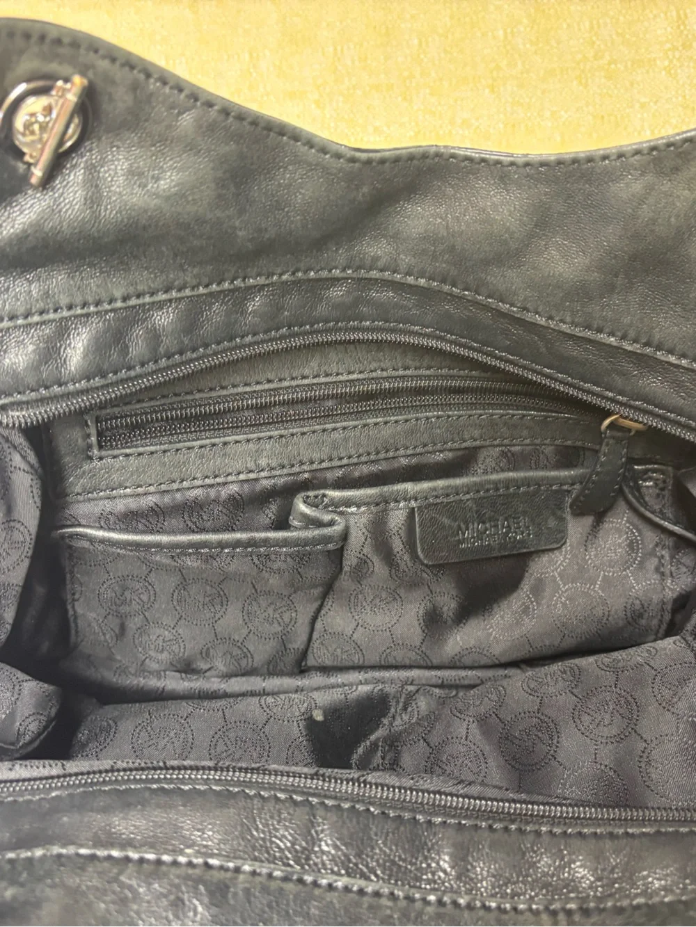Michael Kors Black Leather Chain-Trim Shoulder Tote